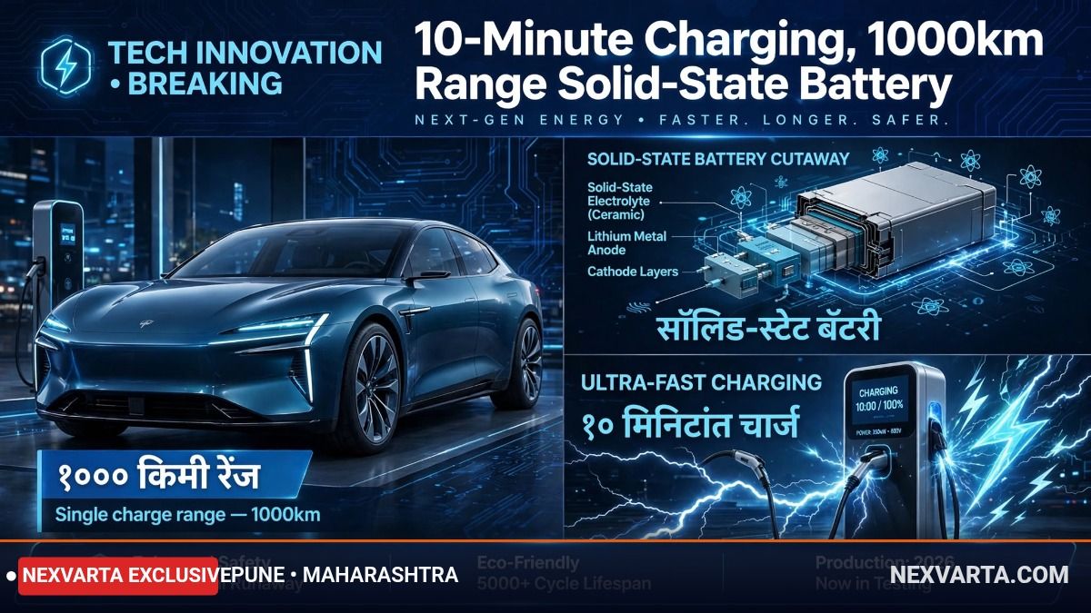 टाटा मोटर्सचा मोठा चमत्कार: पुण्यात विकसित केली १० मिनिटांत चार्ज होणारी १००० किमी रेंज सॉलिड-स्टेट बॅटरी